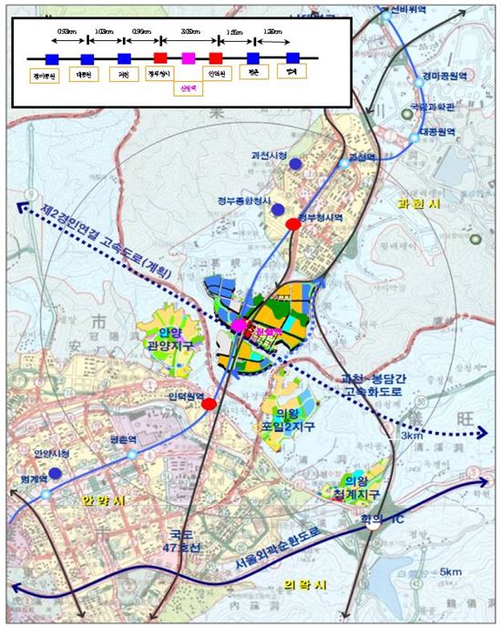 사업지구 및 신설 역사 위치도.