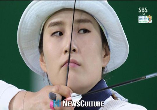 ▲ 양궁 대표선수 기보배가 배우 최여진의 모친 개고기 욕설 논란에 대해 언급했다. © 사진=SBS 중계방송 화면
