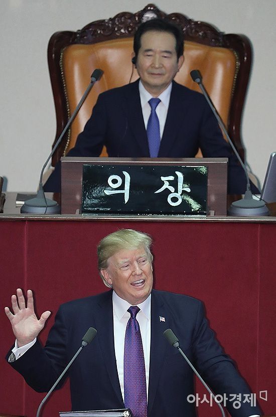 국회 온 트럼프, 北 규탄 집중…"잔혹 체제 고립시켜야"(상보)