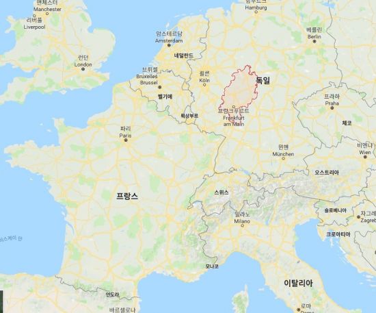 오늘날 독일의 남서부 일대에 위치한 헤센주. 가장 큰 도시인 프랑크푸르트는 유럽의 주요 금융허브 도시로 유명하다.(지도=구글맵)