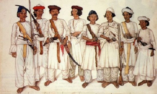 19세기 구르카족의 모습을 묘사한 그림. 1814년 영국은 구르카족과의 교전 이후 이들의 용맹성에 감명, 이들을 대거 용병으로 고용하기 시작했다.(사진=위키피디아)
