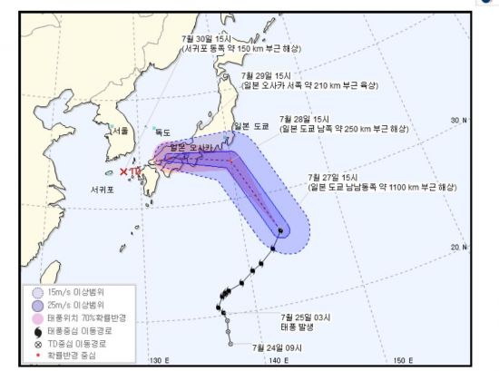   The expected course of typhoon & # 39; Jongdari & # 39; (photo capturing the home page of the Meteorological Agency) 