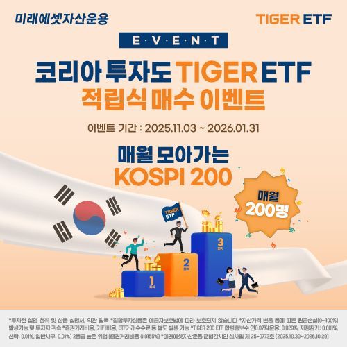미래에셋, TIGER 200 적립식 매수 이벤트 진행