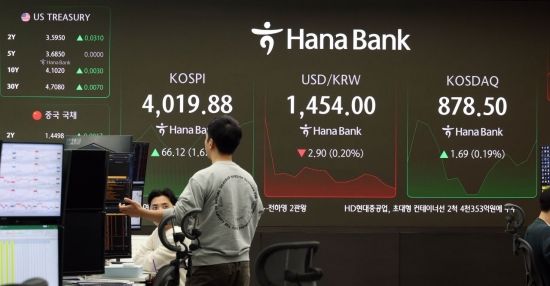[포토] 다시 탈환한 코스피 4000선