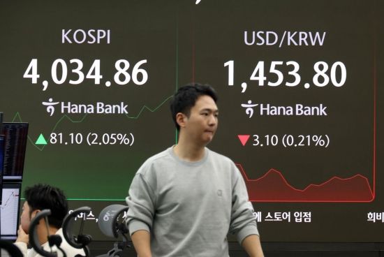 [포토] 코스피 4000 회복, 원/달러 환율 하락