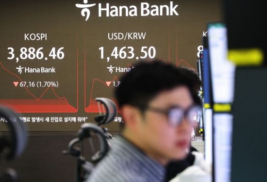 [포토] 장중 3900 무너진 코스피 지수