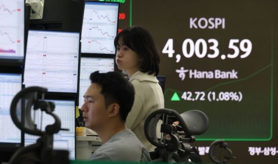 [포토] 코스피 1% 상승, 4000선 회복