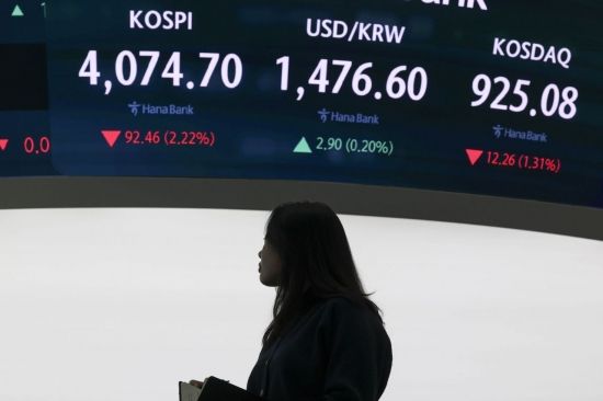 [포토] 'AI 거품론'에 코스피 2%대 하락 출발