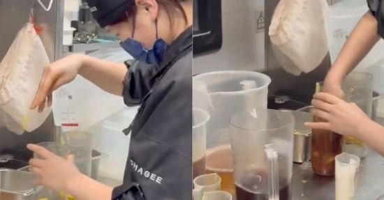 "컵에 맨손 넣고 휘휘"…中 음료 프랜차이즈 위생 논란