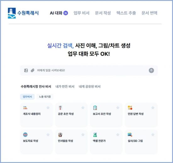 수원시, AI 행정업무에 활용한다…통합플랫폼 서비스 12일 개시