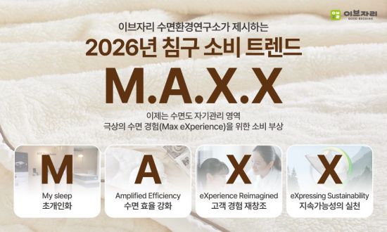 이브자리 "2026 침구 트렌드 키워드는 'M.A.X.X'"
