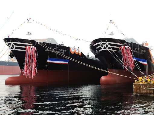 한진해운이 지난 2009년 1월 29일 삼성중공업 거제 조선소에서 명명식을 거행한 최첨단 선박 한진 그디니아와 한진 애틀랜타호