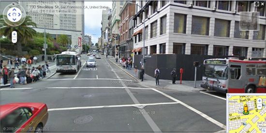 구글 스트리트뷰로 본 미국 캘리포니아주 샌프란시스코 시내의 모습. 