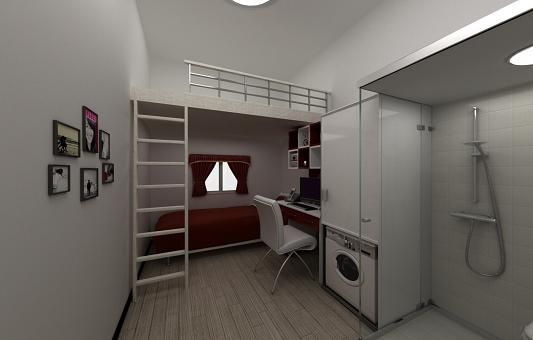 복층형 오피스텔, 간단한 주거시설을 갖춘 사무실의 일반적인 형태에 다락방을 둔 구조다.
