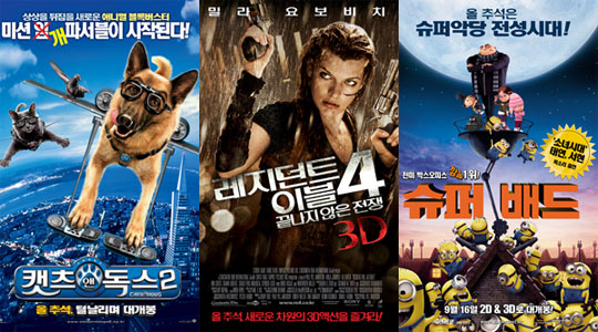 '캣츠앤독스2-RE4-슈퍼배드', 추석연휴 美영화 BIG3 승자는?
