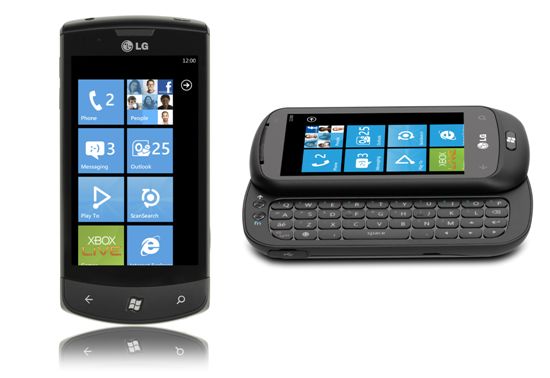 LG전자가 내놓은 윈도폰7탑재 스마트폰 옵티머스7 시리즈. MS와의 전략적 공조로 탄생한 모델이다.