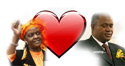 짐바브웨 대통령의 부인인 그레이스 무가베와 짐바브웨 중앙은행 총재 기드온 고노. 