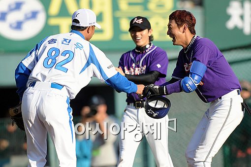 [포토]김창렬 '송진우 선수 팬이에요'