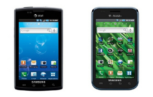 컨수머리포트가 AT&T 스마트폰 중 최고의 제품으로 손꼽은 삼성전자의 '캡티베이트(왼쪽)'와 T모바일에서 1위를 차지한 '바이브런트'