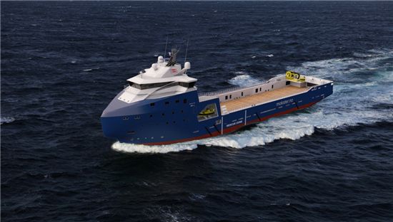 STX OSV가 노르웨이 소재 해양작업지원선 전문 선사인 파스타드 시핑으로부터 수주한 해양작업지원선(PSV)