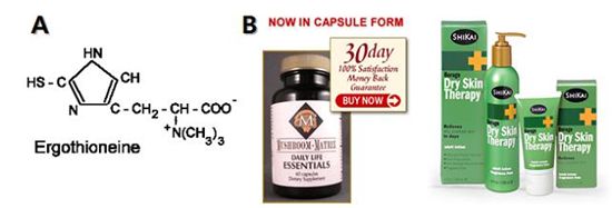 에르고티오닌 관련 성분이 들어있는 의료제품들.