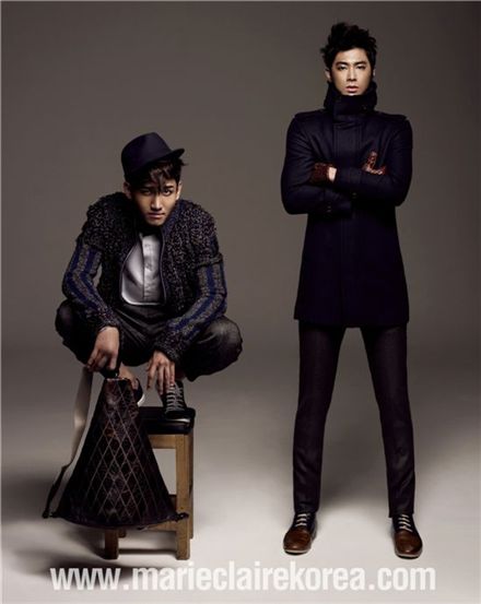 TVXQ members Max Changmin (left) and U-Know Yunho (right) [Marie Claire Korea]