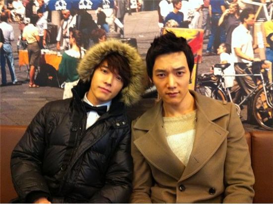 Super Junior Donghae poses with "I'm Ok, Daddy" co-star 