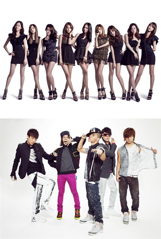 Girls' Generation (top) and Big Bang (bottom) [SM Entertainment/YG Entertainment]