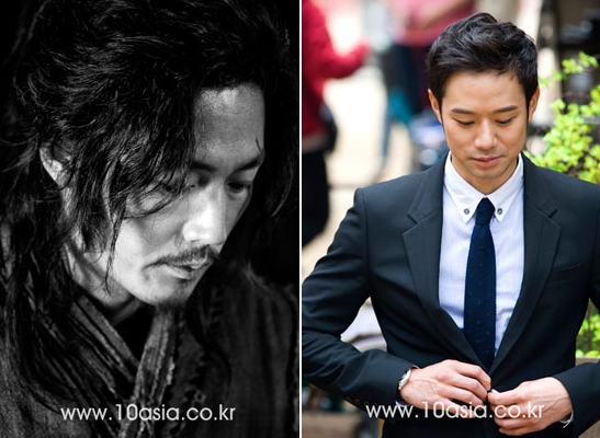 Jang Hyuk (left) who will star in SBS series "Midas" (left) & Chun Jung-myung in MBC series "Jiakpae"