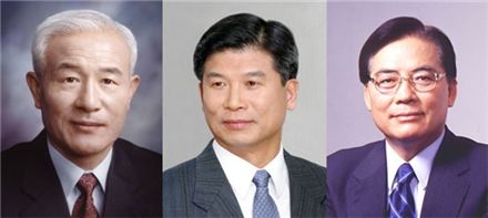 민계식 현대중공업 회장(왼쪽부터), 최길선 전 현대중공업 사장, 감징완 삼성중공업 상담역