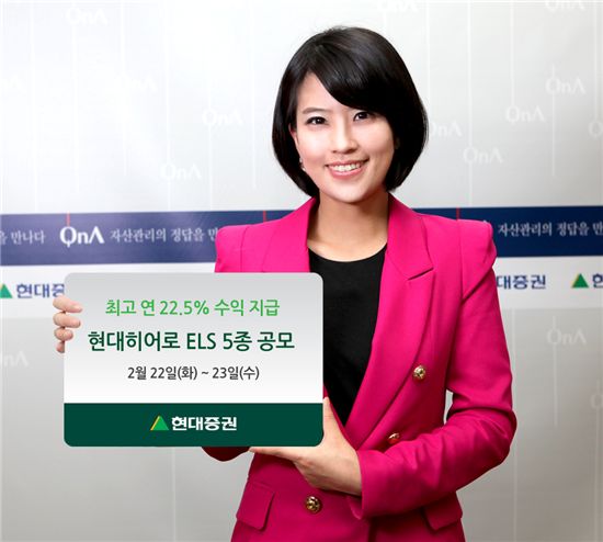 현대證, 최고 연 22.5% ELS 5종 공모