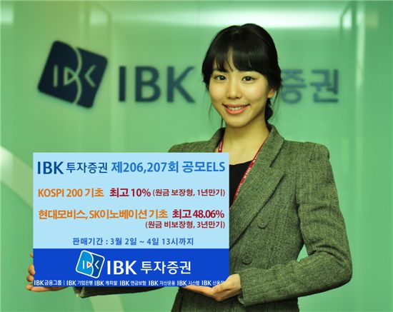 IBK투자증권, 원금보장형 및 원금비보장형 ELS 2종 공모