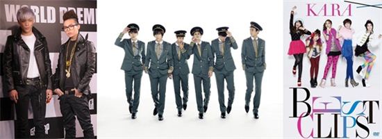 비스트-카라-GD&TOP, 日오리콘 DVD차트 '점령'