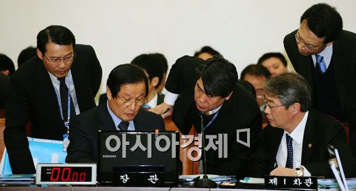 [포토] 자료검토하는 윤증현 장관