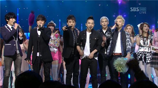 Group Big Bang at SBS' "Inkigayo" show on March 6, 2011 [SBS]