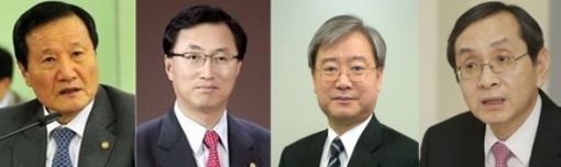 왼쪽부터 윤증현 기획재정부 장관, 최중경 지식경제부 장관, 김석동 금융위원장, 김동수 공정거래위원장