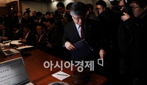 [포토]김중수 총재 시작부터 고민중?