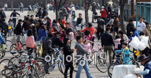 [포토]포근한 날씨 북적이는 공원