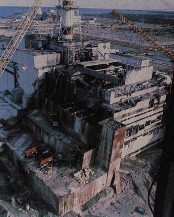 1986년 4월 폭발사고 후 촬영된 체르노빌 원자력발전소 사고 현장.