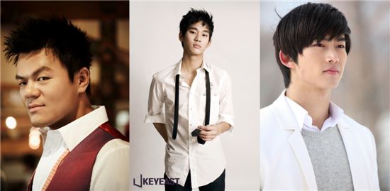 (from left to right) Park Jin-young, Kim Soo-hyun, Taecyeon [JYP Entertainment/KEYEAST/KBS]