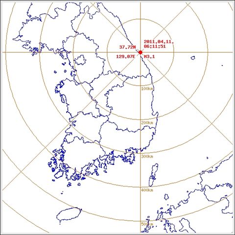 강릉 해역에서 규모 3.1 지진 발생