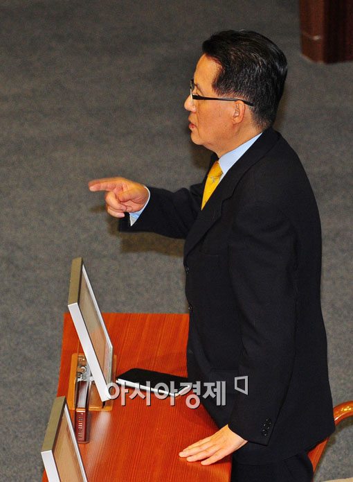 [포토] 박지원, '최 장관 거짓말 하지 마세요'