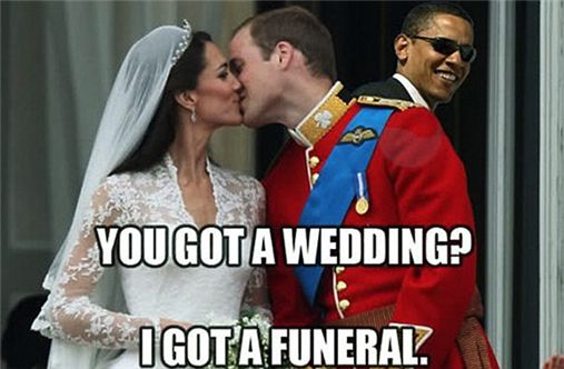 자네들은 결혼식인가? 난 장례식에 가네.