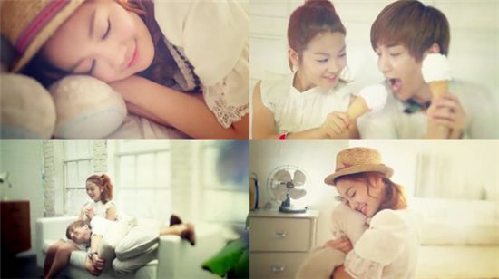 Images from teaser clips to JOO's duet song "Ice cream" [JYP Entertainment]
