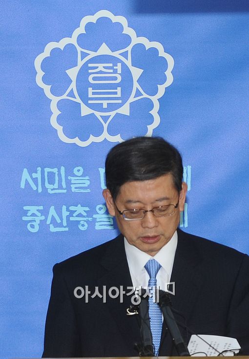 [포토]고개숙인 김황식 총리