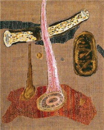 72.7×91㎝, 삼베위에 옻칠, 흙가루, 숯가루, 뼈 가루, 자개, 2010