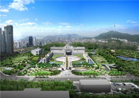 용산 전쟁기념관 앞 공원 개발 계획 조감도 / 서울시