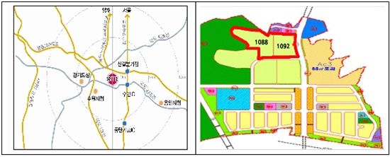 용인 흥덕내 그린홈 실증 단독주택 단지 위치도. 