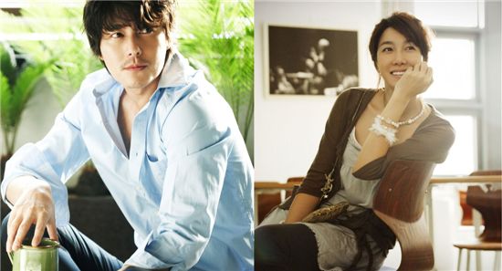 Jung Woo-sung (left) and E Ji-ah [Taurus Films / KEYEAST]
