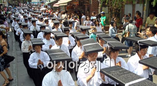 [포토]대장경을 머리에 이고